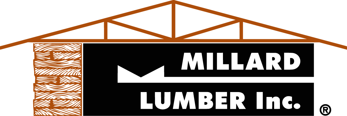 Millard Lumber Inc. logo featuring an orange roof structure above the text.