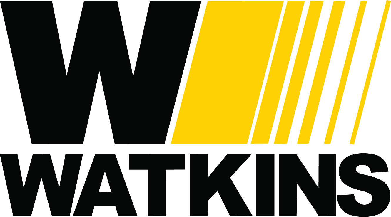 Letter "W" logo with a yellow gradient and bold "Watkins" text below.